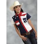 Roper Ladies Americana Colorblock Pieced Short Sleeve Shirt