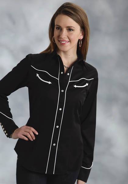 Roper Ladies Americana Flag Skull Long Sleeve Snap Shirt