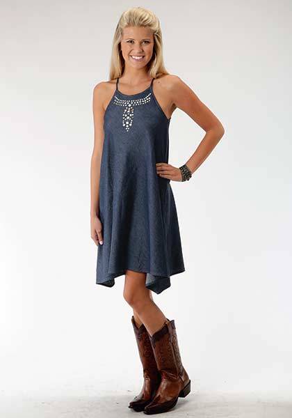 Roper Ladies Denim Sharkbite Sun Dress