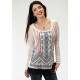 Roper Ladies Fringed Lace Aztec Print Sheer Poly Tunic