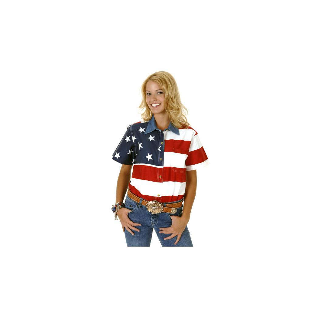 Roper Ladies Patriotic Stars And Stripes Short Sleeve Shirt