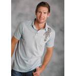 Roper Mens Screen Print Polo Shirt - Blue
