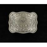 Ariat Ladies Boxed Rectangle Rope Edge Floral Scroll Logo Buckle