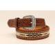 Ariat Mens 1 1/2 Embossed Tabs Ribbon Inlay Double Edge Belt