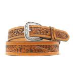 Ariat Mens 1 1/2 Taper Embossed Inlay Western Belt And Buckle