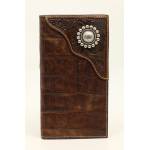 Ariat Mens Rodeo Croco Floral Embossed Overlay Large Concho Tab Wallet