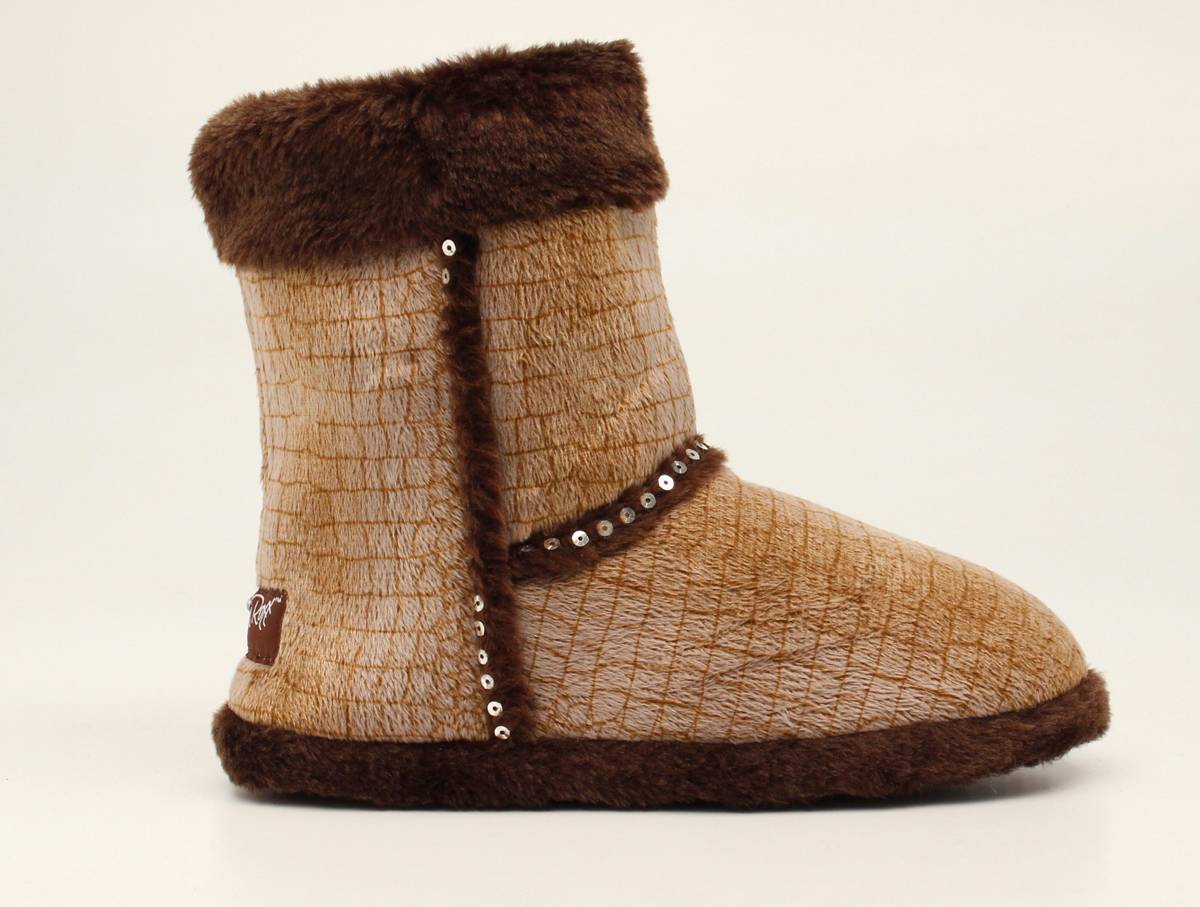 Blazin Roxx Ladies Plush Croco Boot Slippers