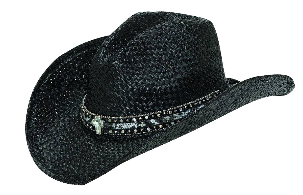 Blazin Roxx Womens Chevron Ribbon Inlay Raffia Hat 