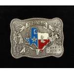 Nocona Mens Rectangle Rope Edge Texas State Buckle