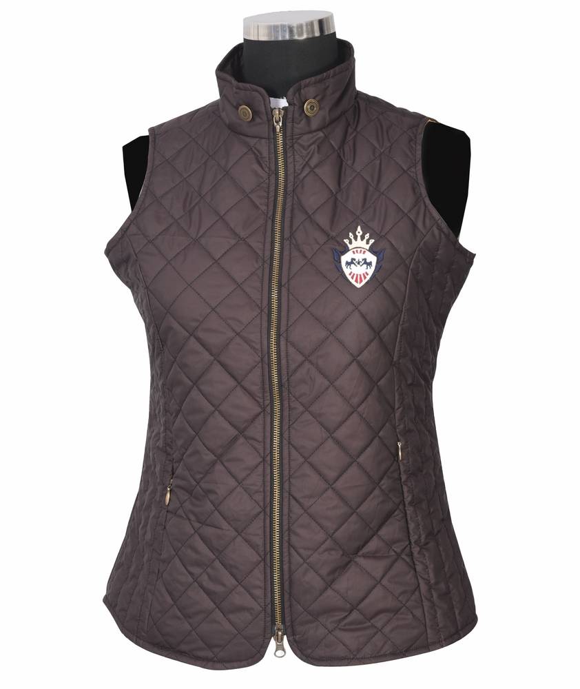 Ladies Quilted Equestrian Riding Vest – Grey, Polyester/Spandex, HorseBiz