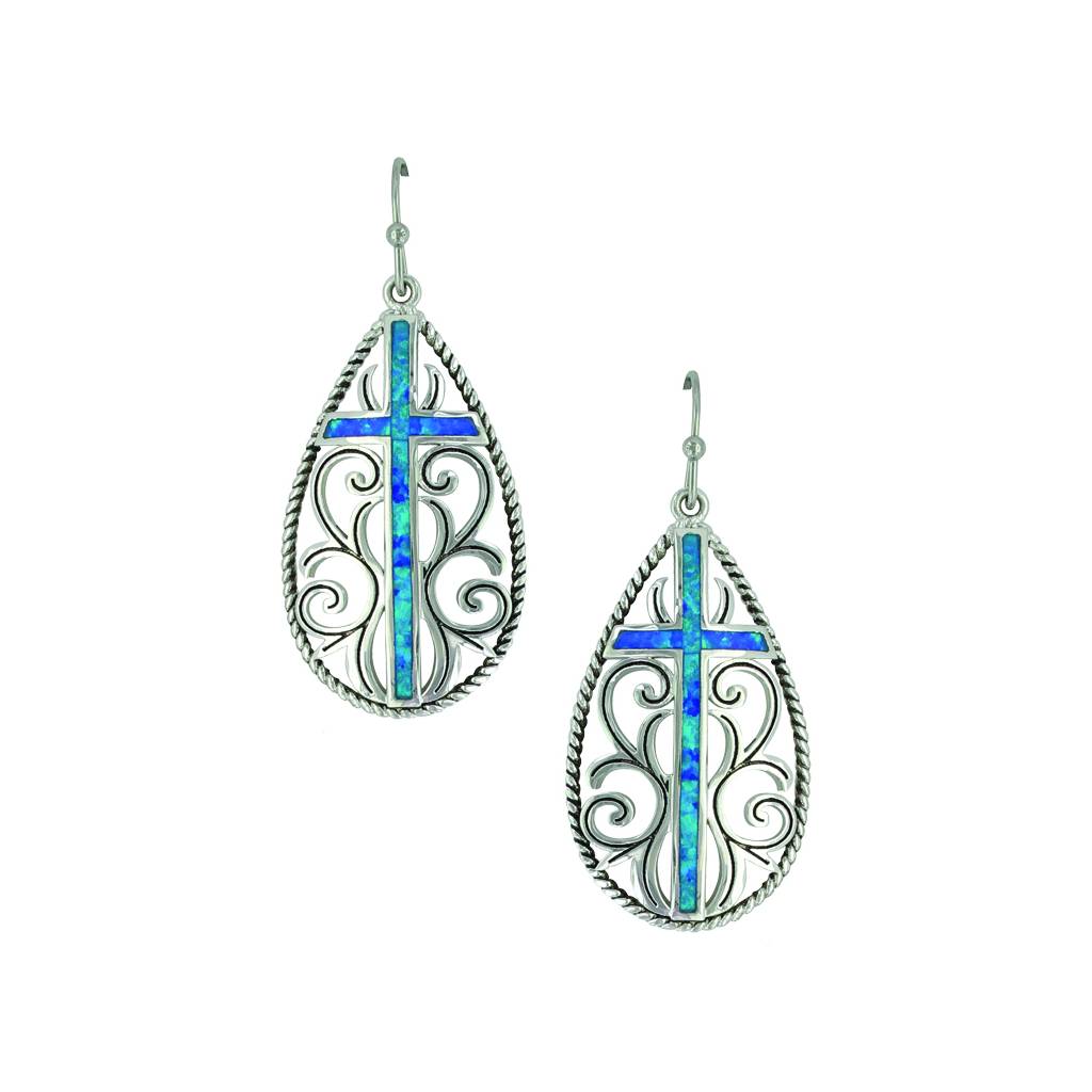 Montana Silver Filigree Water Lights Cross Earrings