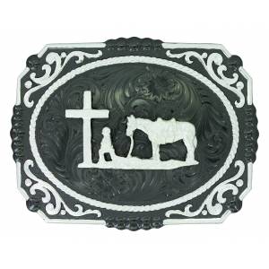 Montana Silver Gunmetal Cameo Filigree with Christian Cowboy Buckle
