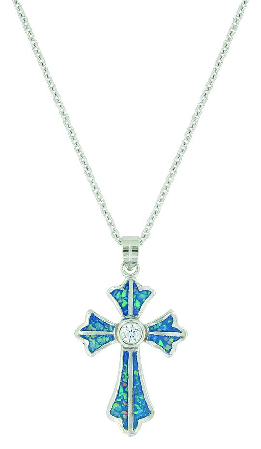 Montana Silver River of Lights Pond of Faith Cross Necklace