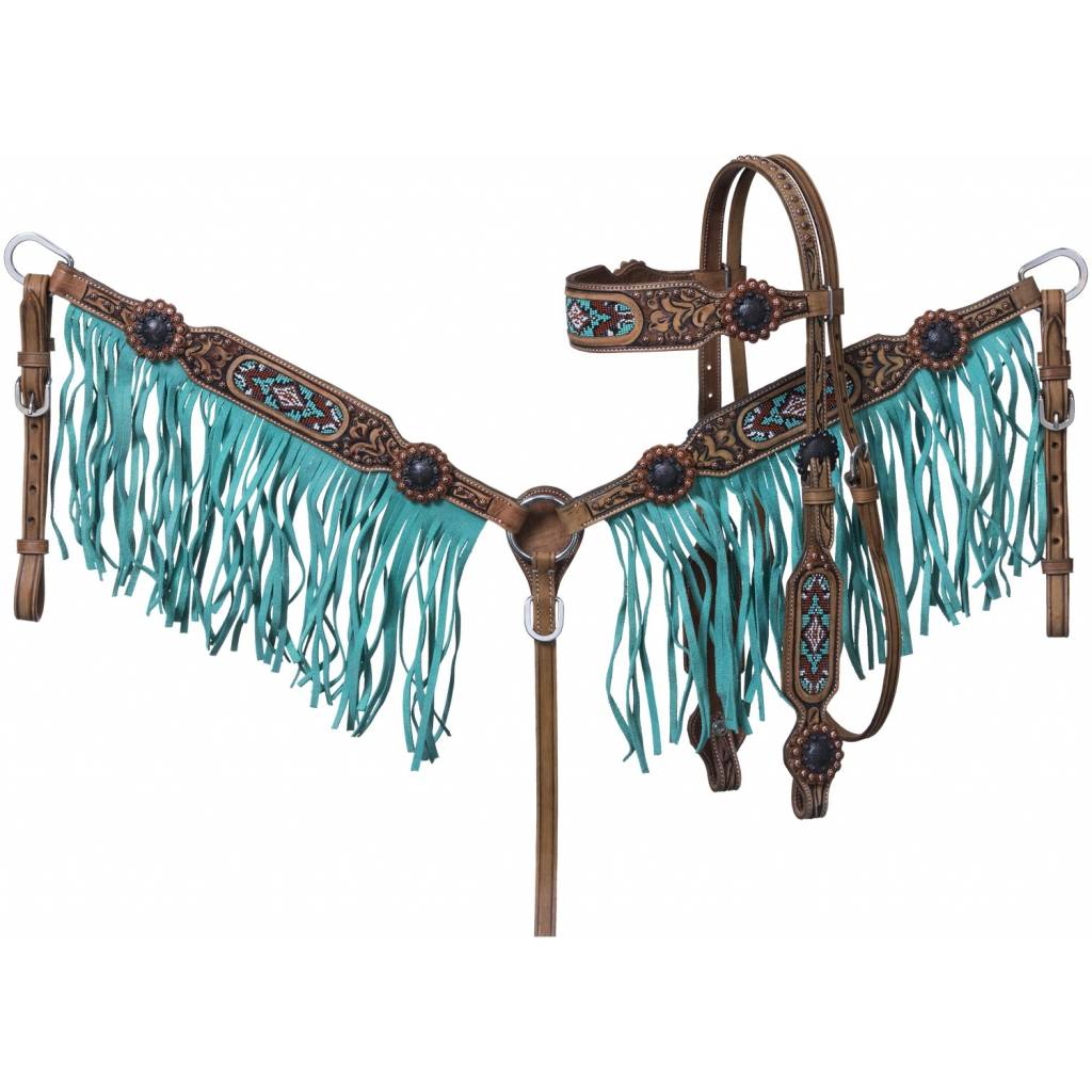 Tough-1 Isabella Brow Headstall and Breastcollar Set