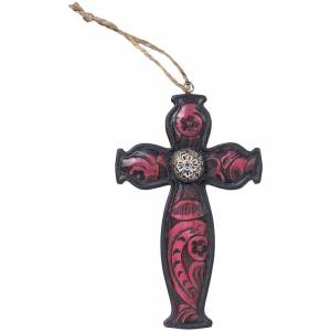Gift Corral Cross Concho with Leather Print Ornament
