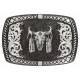 Montana Silversmiths Aztec Black Nickel Buckle with Ceremonial Buffalo Skull