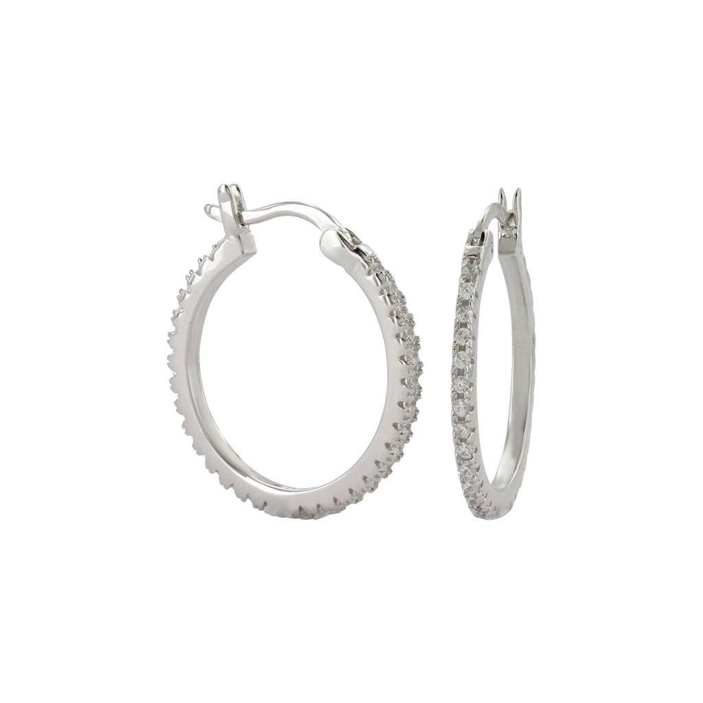 Montana Silversmiths Medium Clear Stone Hoop Earrings