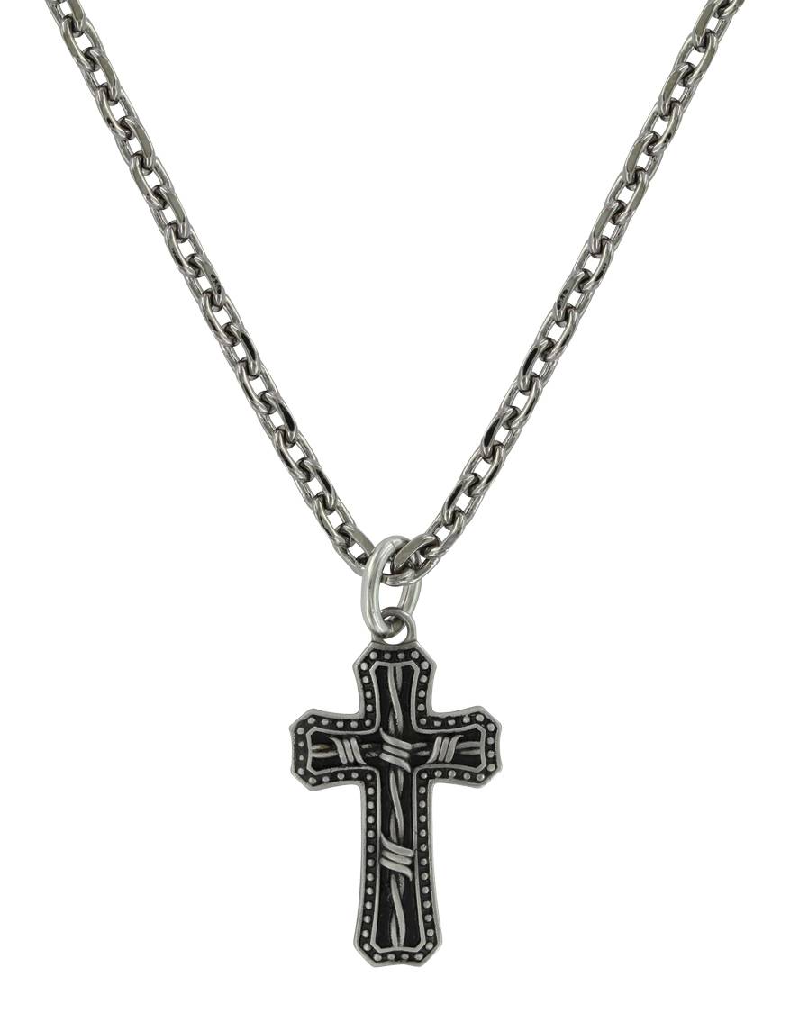 Montana Silversmiths Antiqued Stainless Barbed Wire Cross Necklace