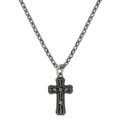 Montana Silversmiths Antiqued Stainless Barbed Wire Cross Necklace