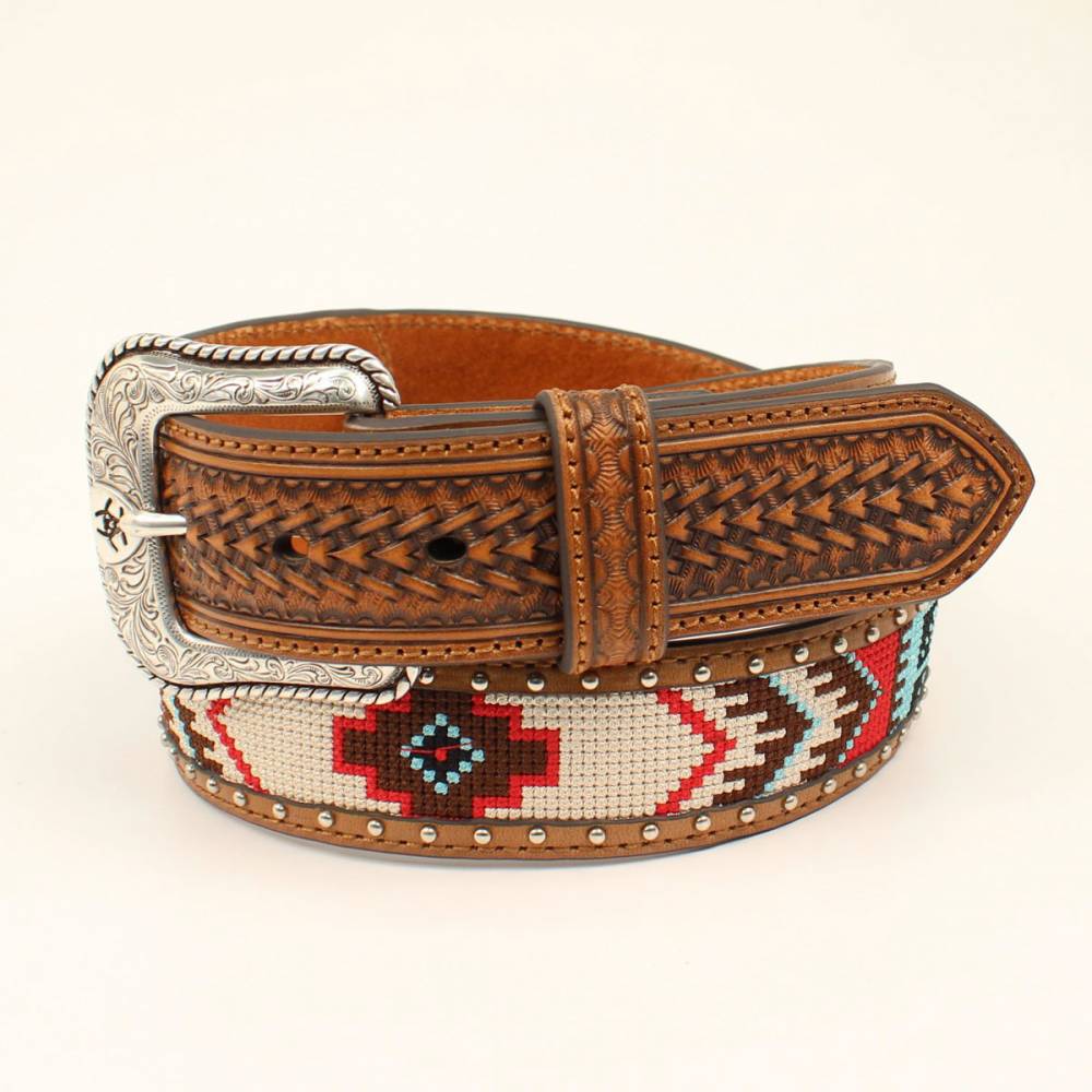 Ariat Mens Basket Weave Beaded Belt HorseLoverZ