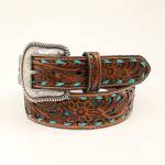 Nocona Mens Tappered Laced Underlay Belt - Turquoise
