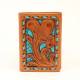 Nocona Floral Turquoise Underlay Tri-Fold Wallet