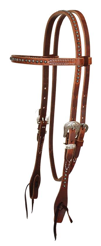 Circle Y Rosewood Harness Browband Headstall with Dots