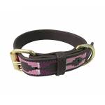 Halo Cal Leather Dog Collar - Brown/Purple/Pink - Small