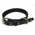 Halo Fleur de Lis Leather Dog Collar