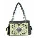 Savana Concealed Carry Satchel Style Handbag W Cut-Outs And Hair-On Inlay