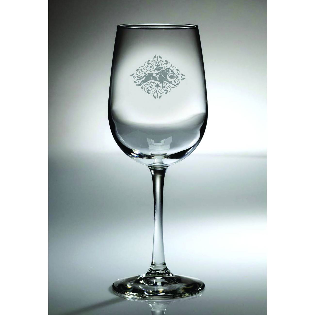 Kelley Racing Floral Etched Wine Glass