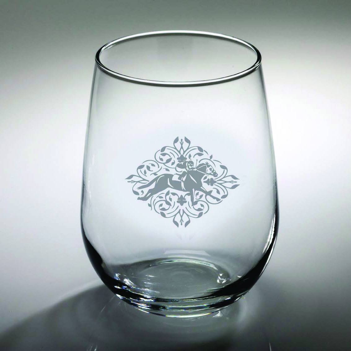 Kelley Racing Floral Etched Stemless Wine Glass