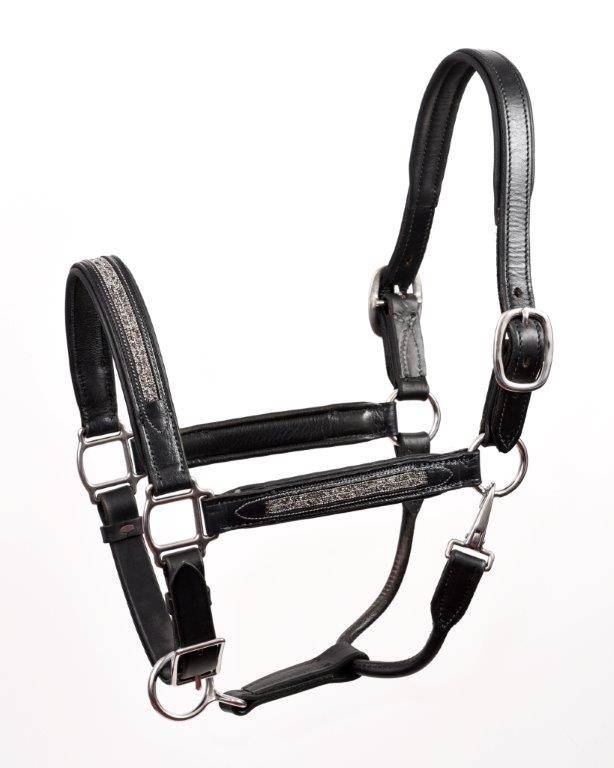 Perri's Bling Padded Leather Halter - Silver