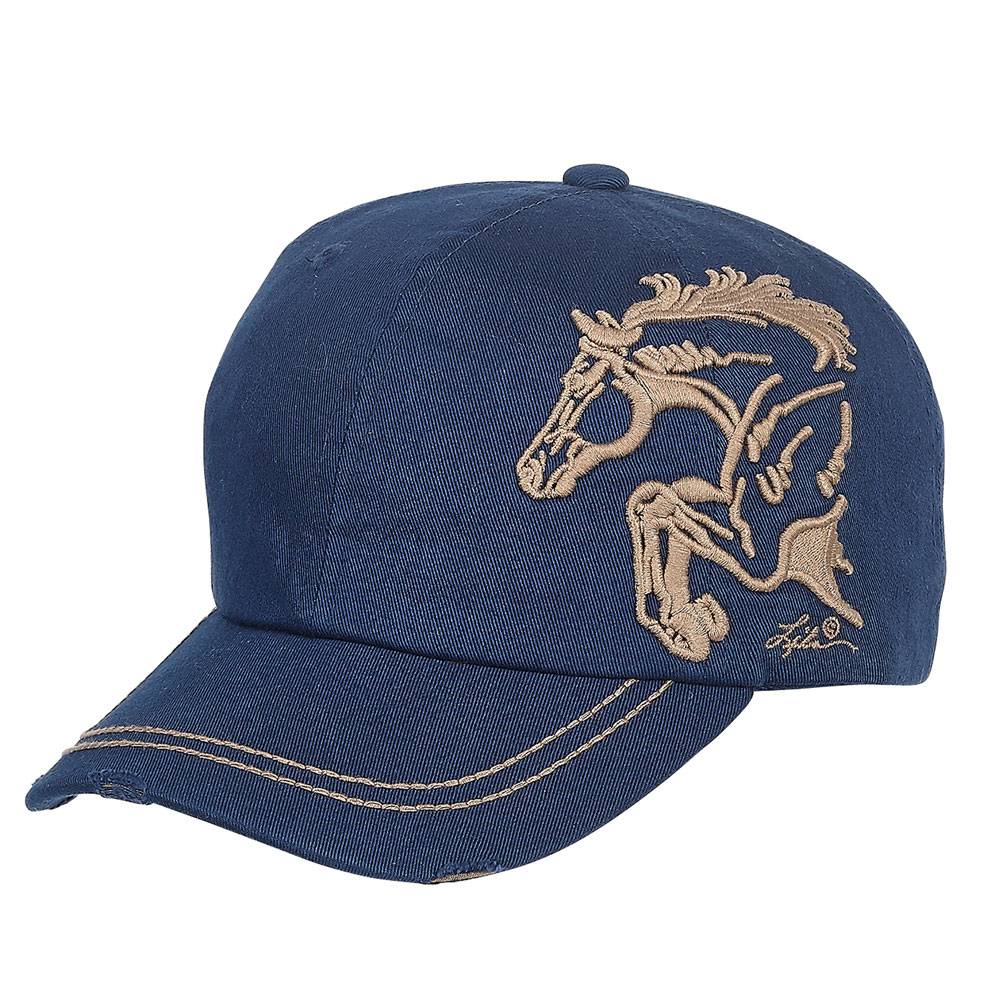 Distressed Baseball Cap with 3D Embroidered Jumper HorseLoverZ
