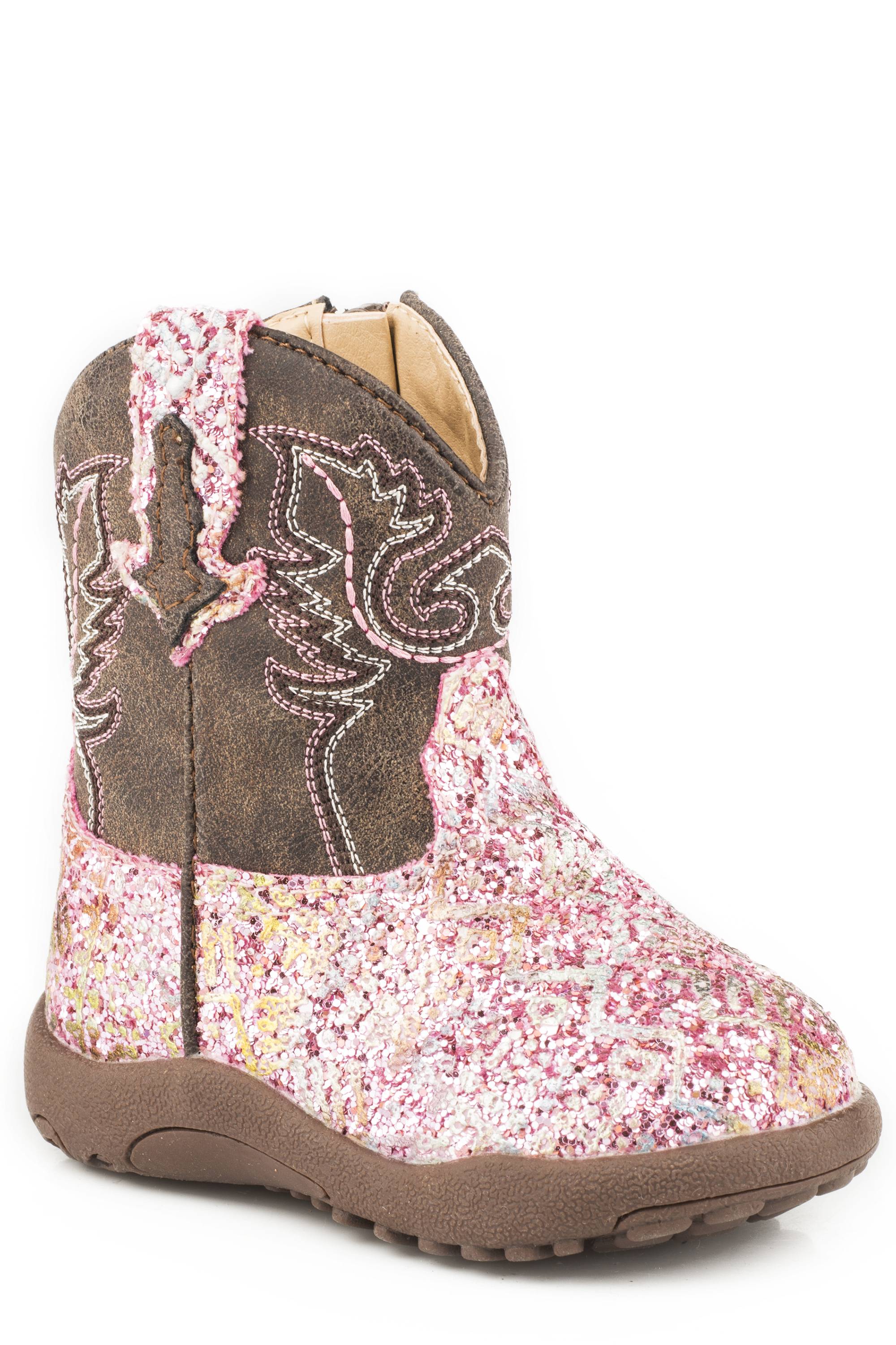 Roper Infant Cowbabies Glitter Aztec Boots