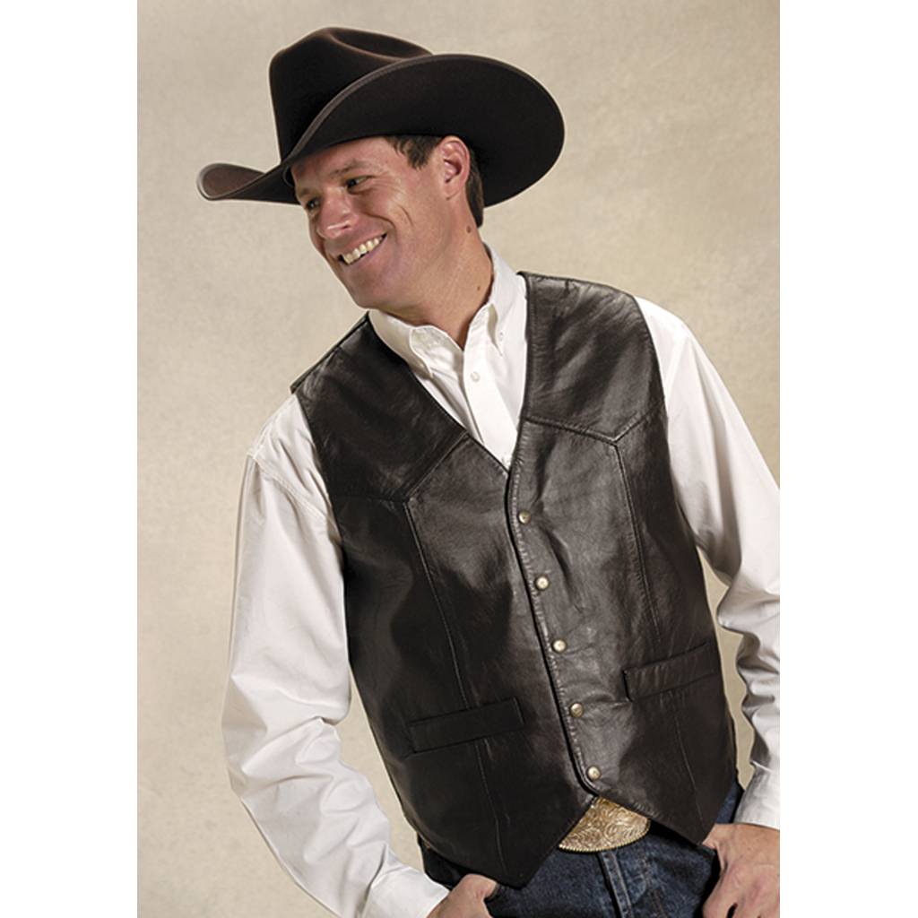 Roper Men's Lamb Skin Western Vest - Brown