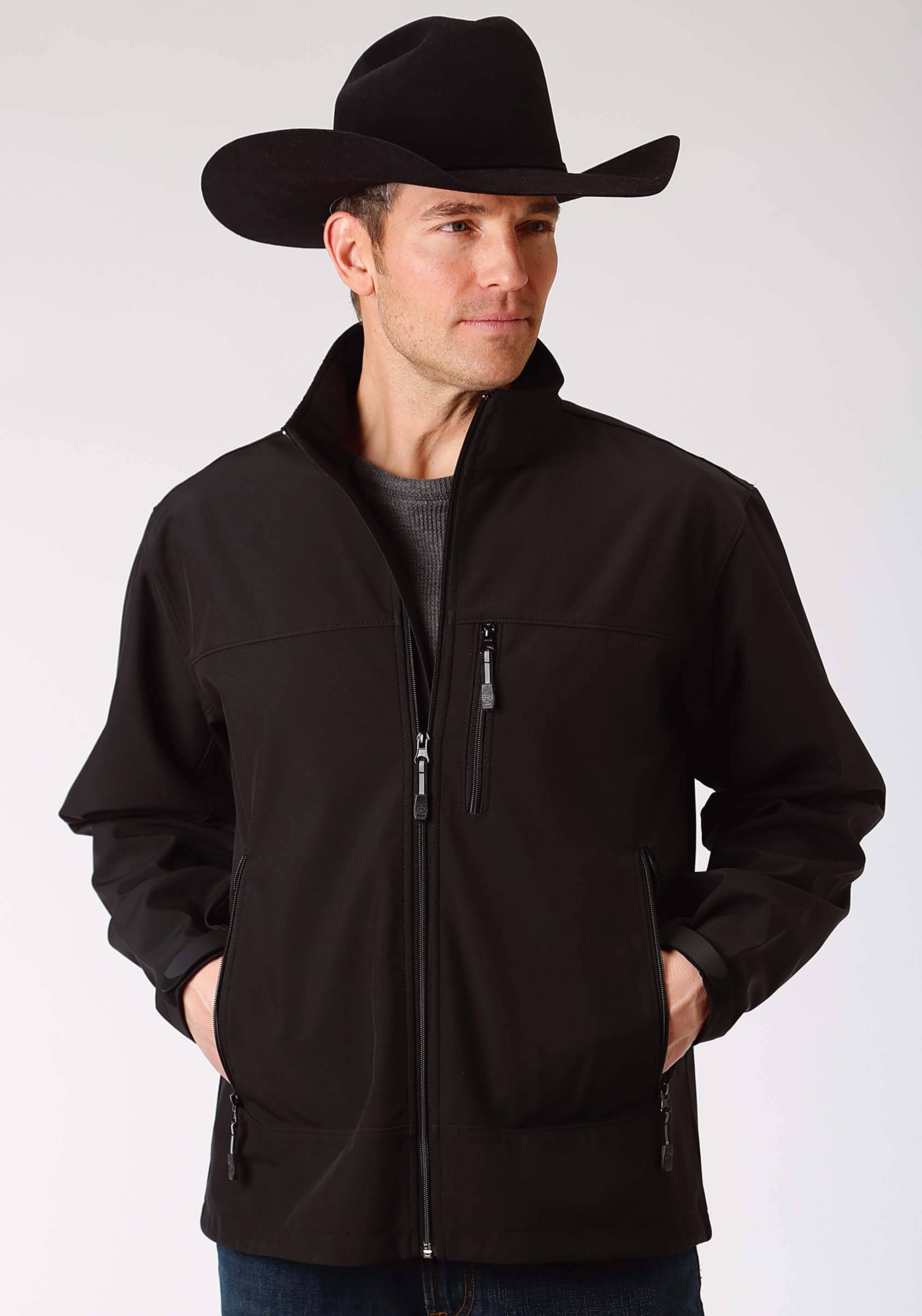 Roper Men's Large Screen Print Soft Shell Jacket - Black