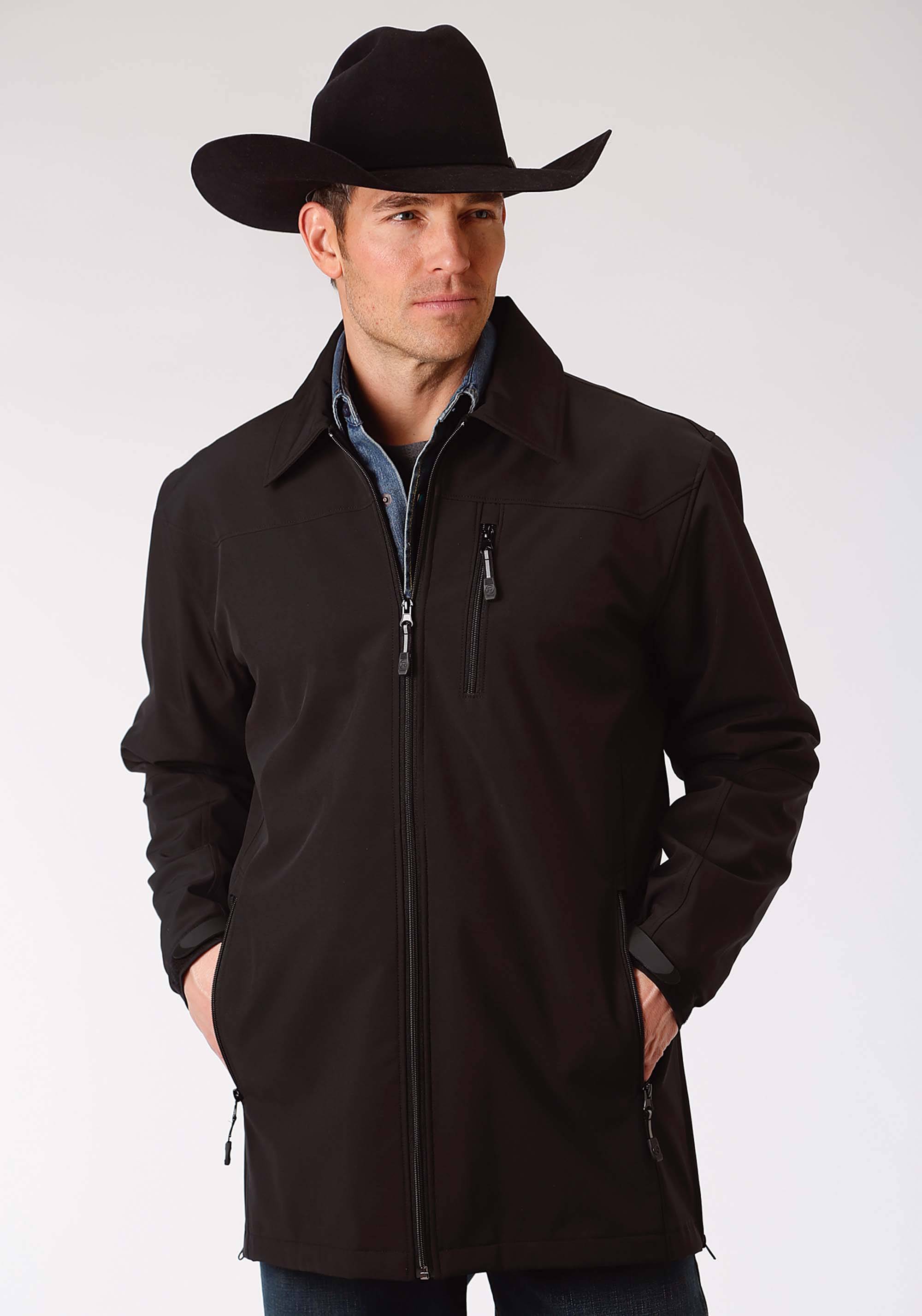Roper Men's Soft Shell Mesh Lined Barn Jacket - Black