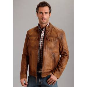 Stetson Men's Burnish Leather Jacket - Brown