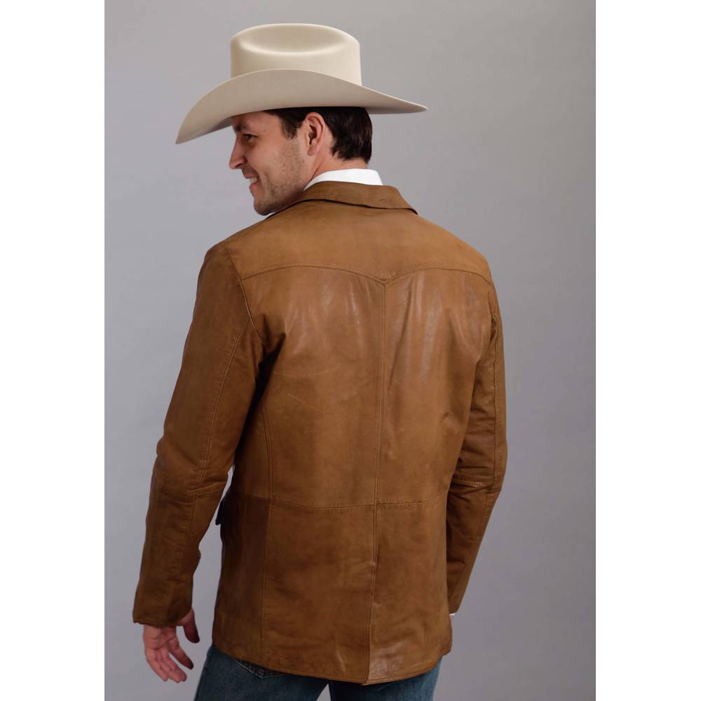 Stetson Men's Leather Sport Coat Golden Brown HorseLoverZ