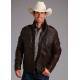 Stetson Men's Leather Jacket with Front Yokes - Brown