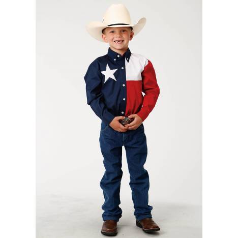 Roper Boys Texas Pieced Flag Western Shirt