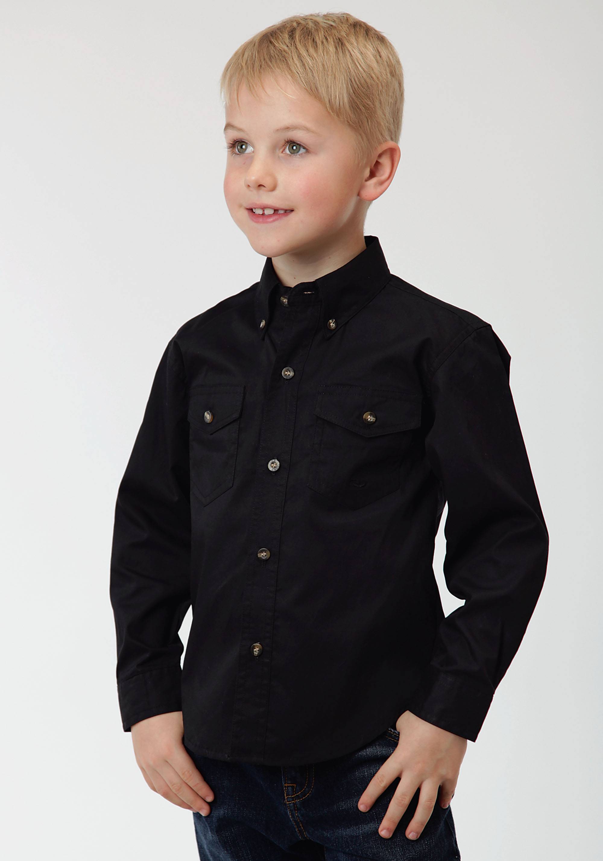 Roper Boys Poplin Western Shirt - Black
