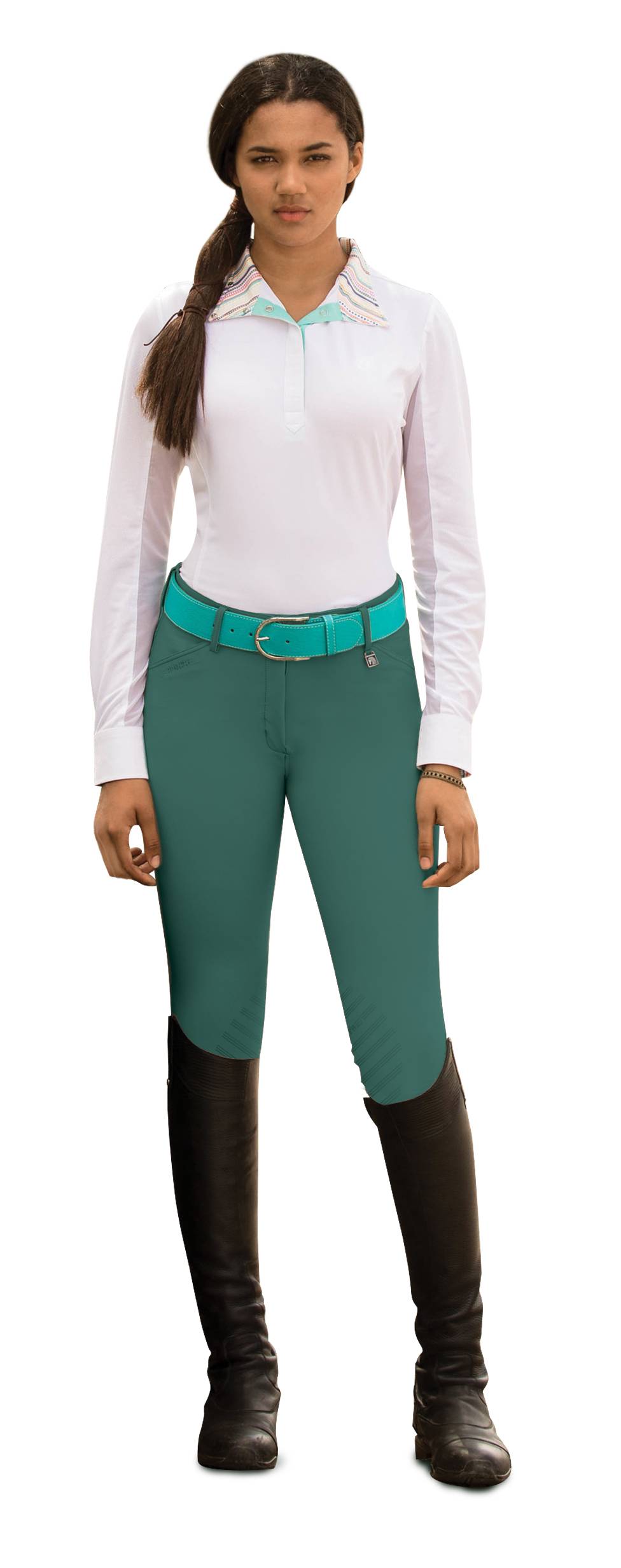 Romfh Ladies Sarafina Knee Patch Euroseat Breeches - Sea Green