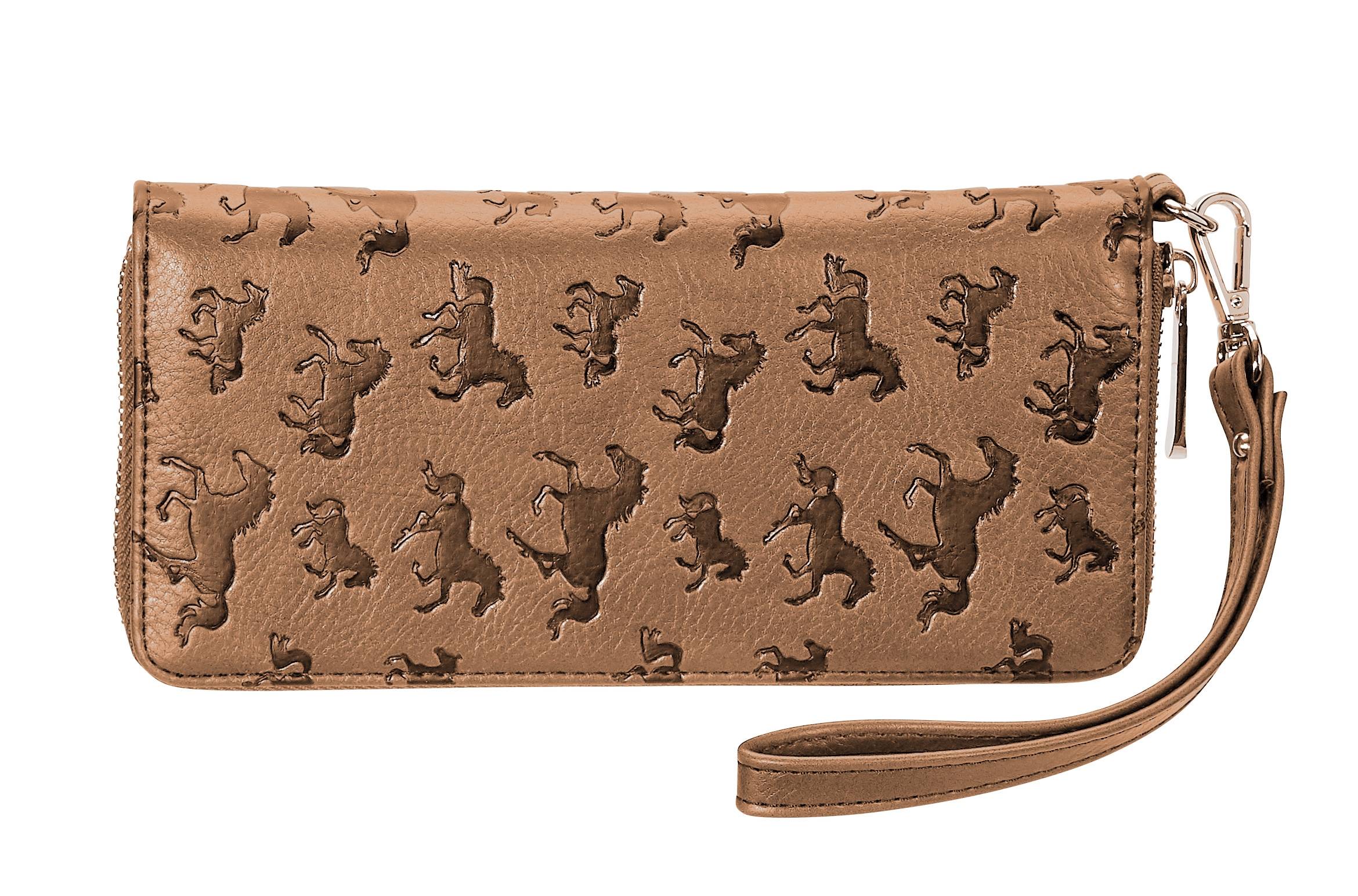 Lila Debossed Horses Zip Wallet