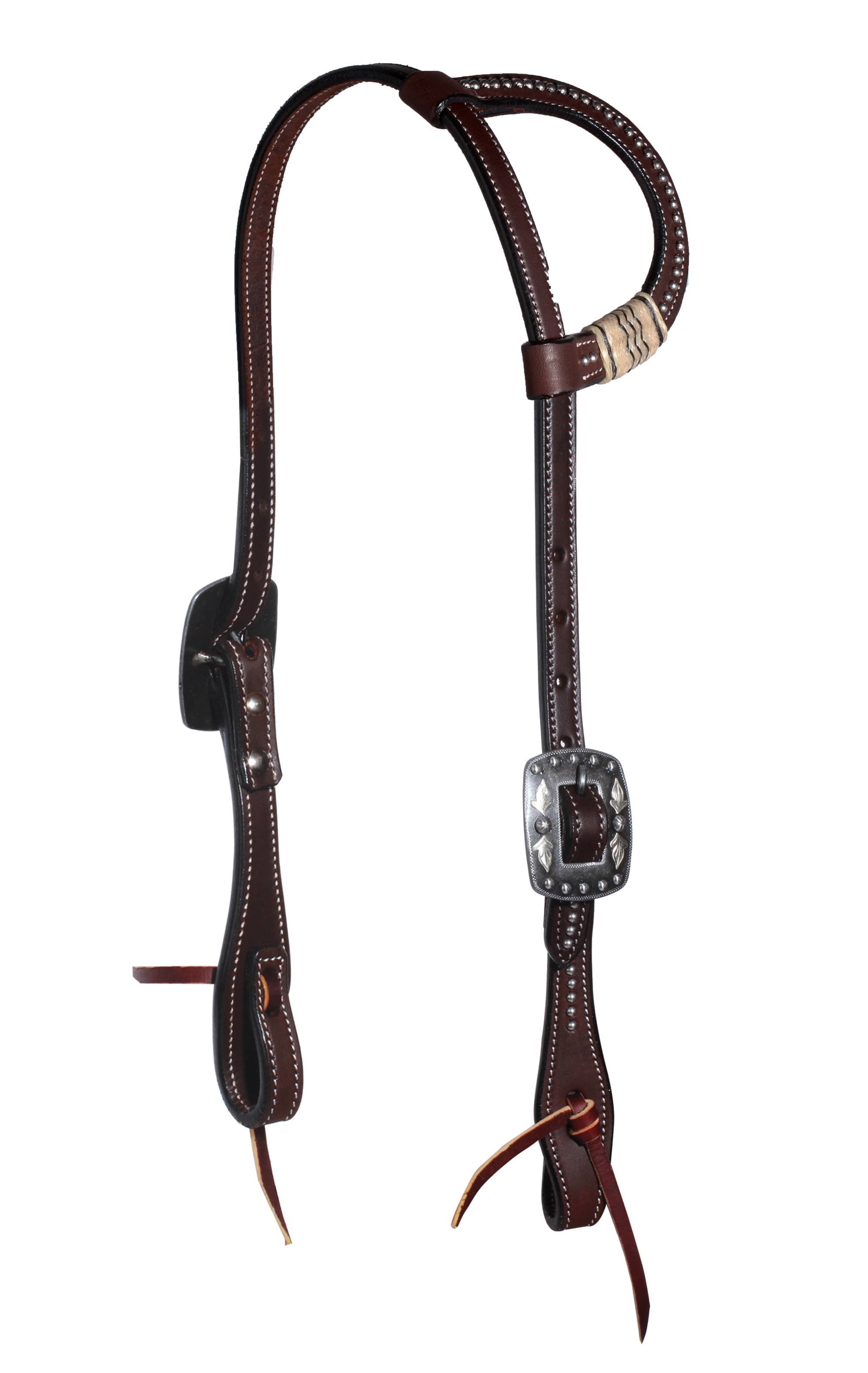 Professionals Choice Black Rawhide Dotted One-Ear Headstalls