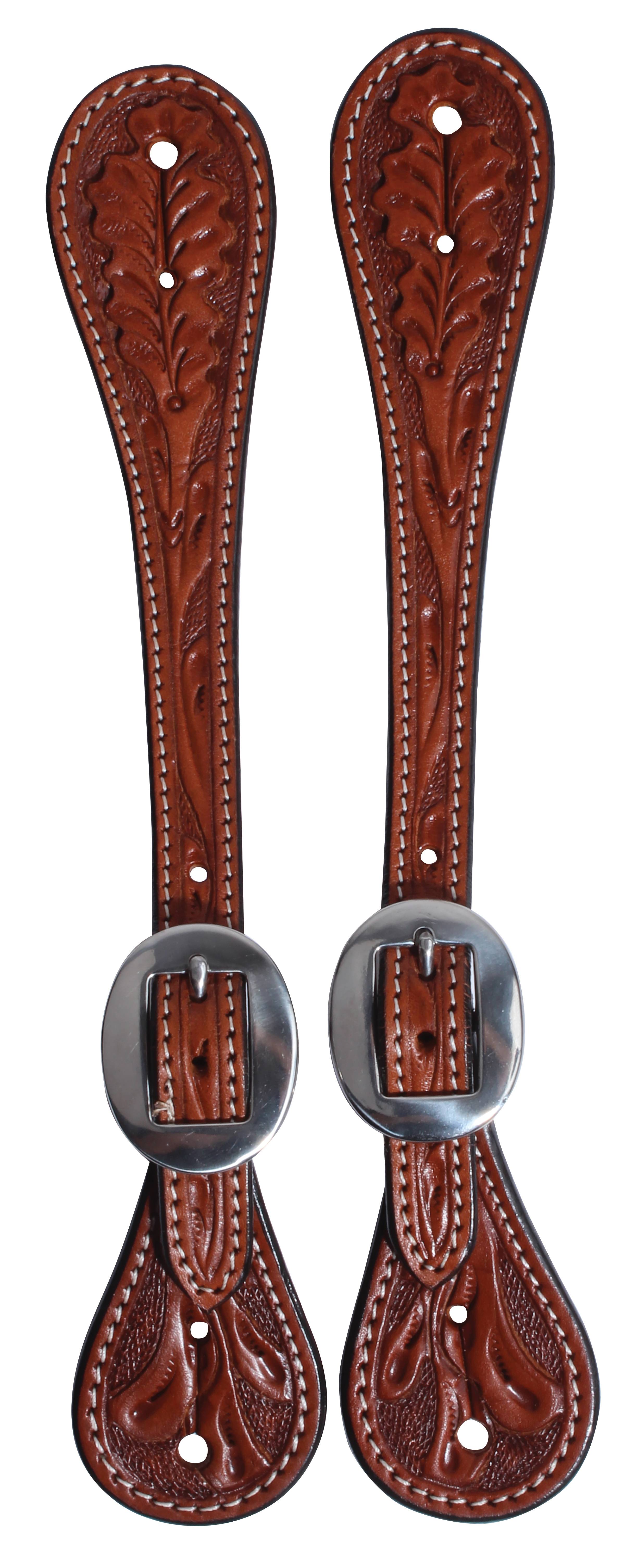 Professionals Choice Oak Tooled Spur Straps