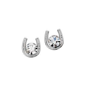 AWST Int'l Sterling Silver & CZ Horseshoe Earrings