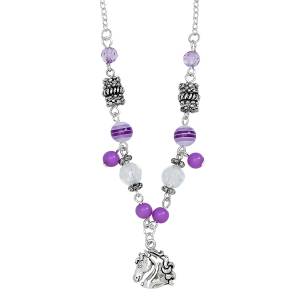 Colored Bead Necklace - Purple