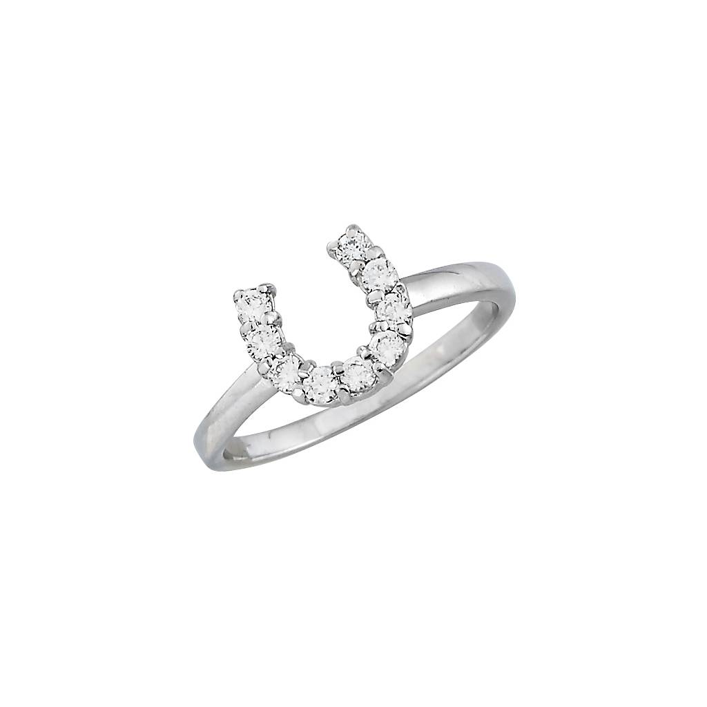 AWST Int'l Sterling Silver & Clear CZ Horseshoe Ring